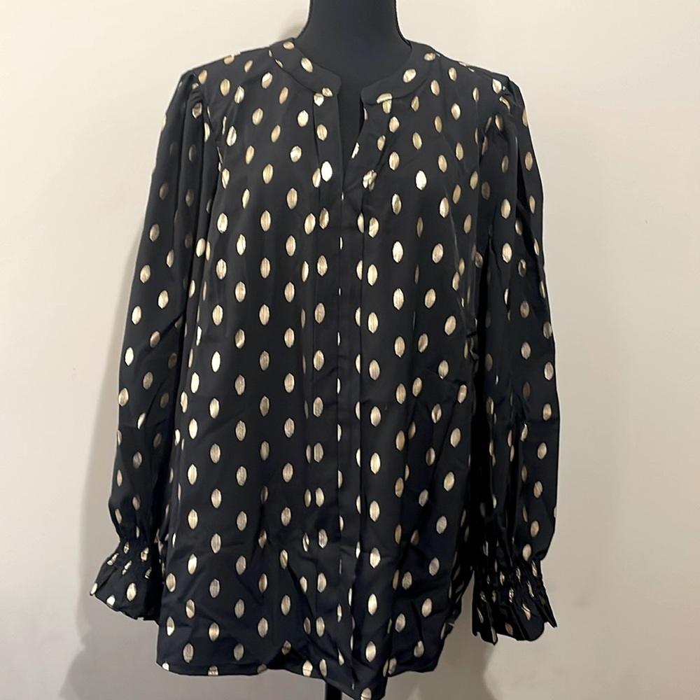 NEW! Classy SHEIN Curve black notch neck with gold dots.